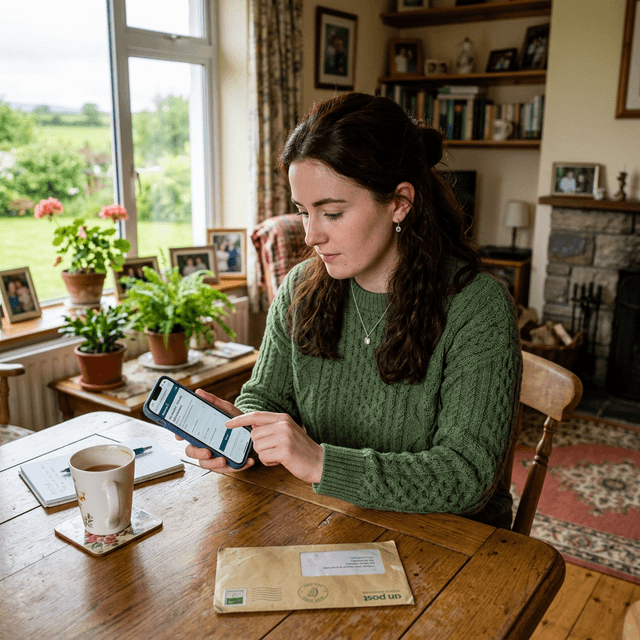 Add image: Person filling out form on phone