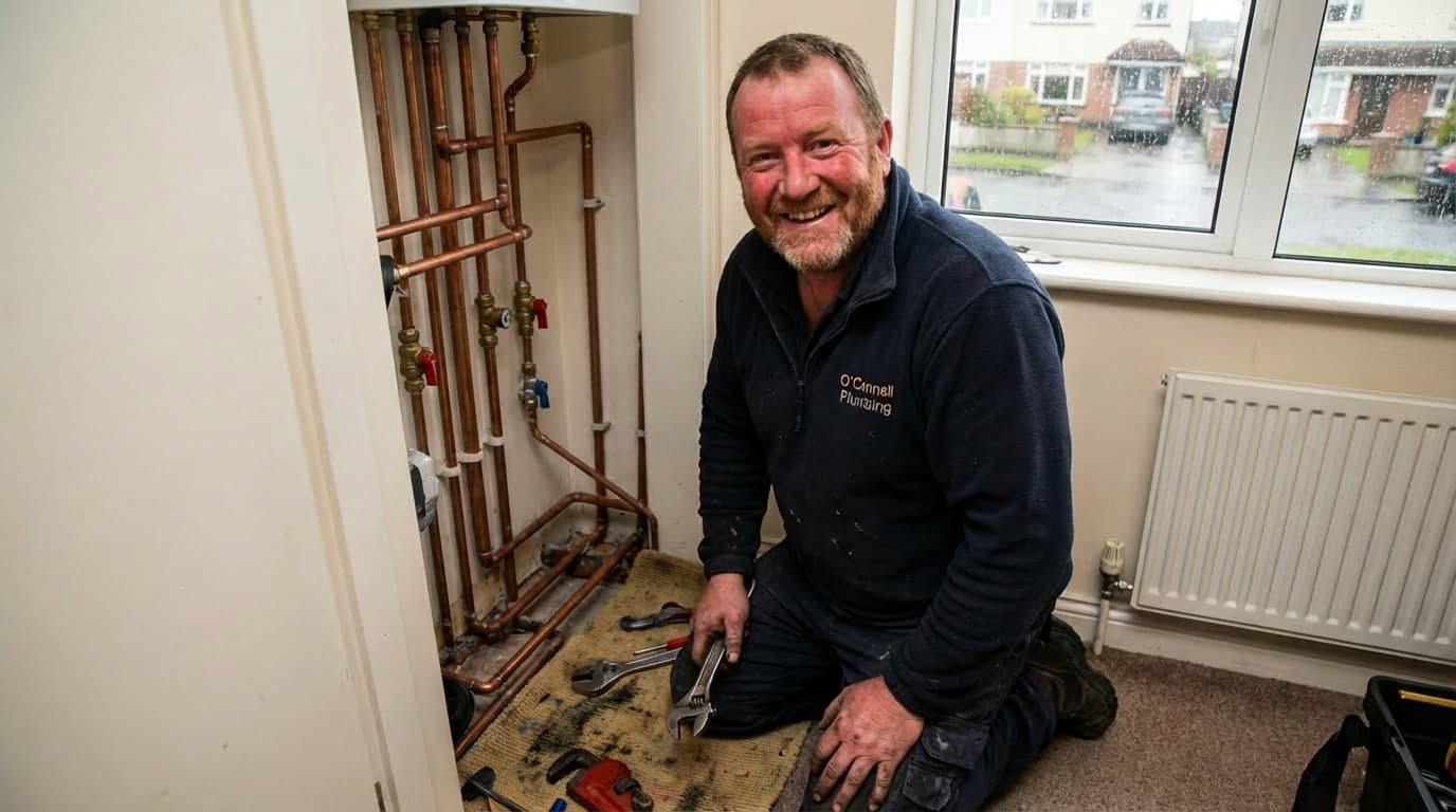 Professional plumber at work